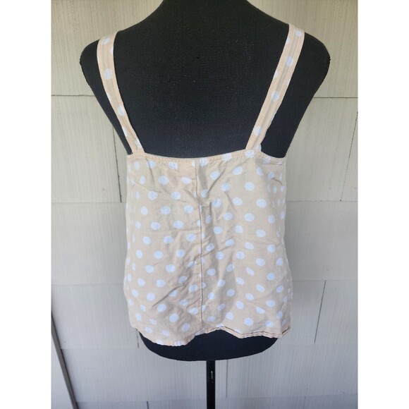 Asos Crop Polka Dot Tank Beige And White Wooden Buttons Size 4 Or Small - Picture 3 of 6